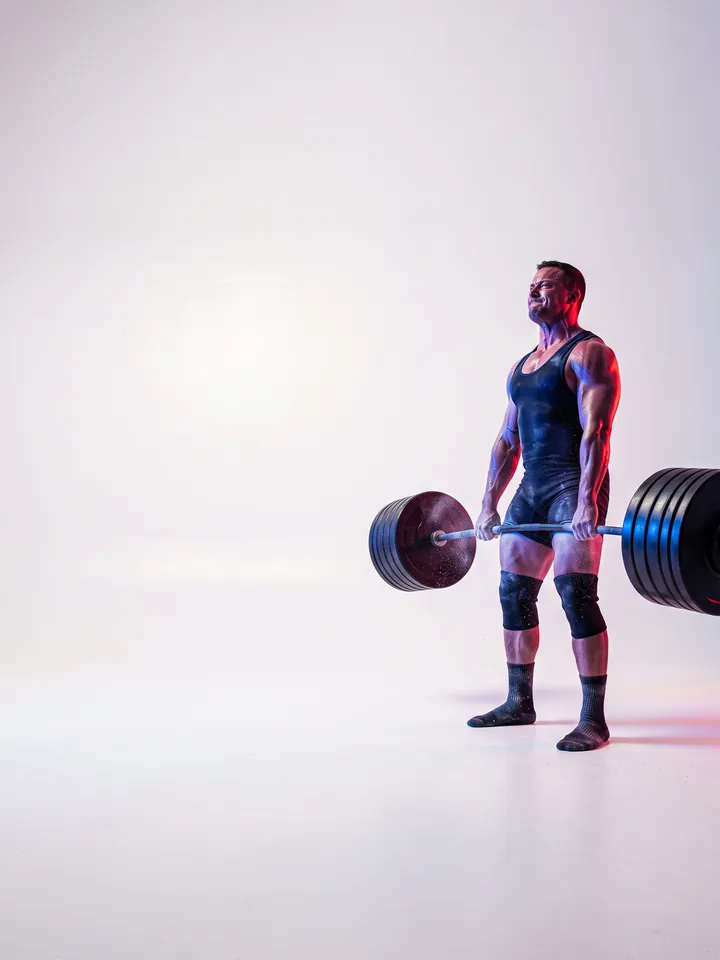 Powerlifter no topo do levantamento terra